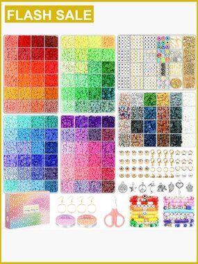 20,000 Pcs Clay Beads Bracelet Making Kit with Charms & Elastic Strings